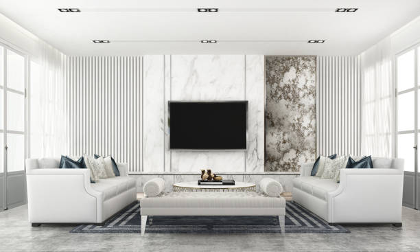 istock Modern luxuey white living room interior design 1181257561