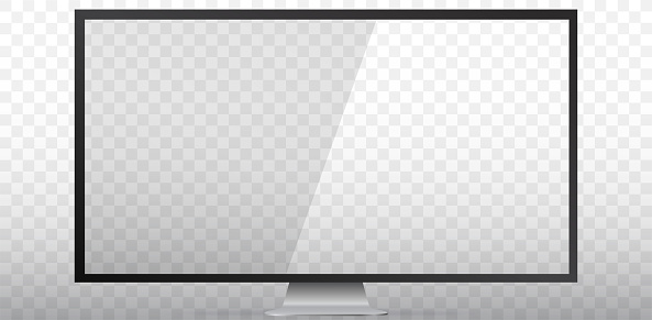 Realistic Plasma TV Screen Vector Illustration Isolated on Transparent Background.