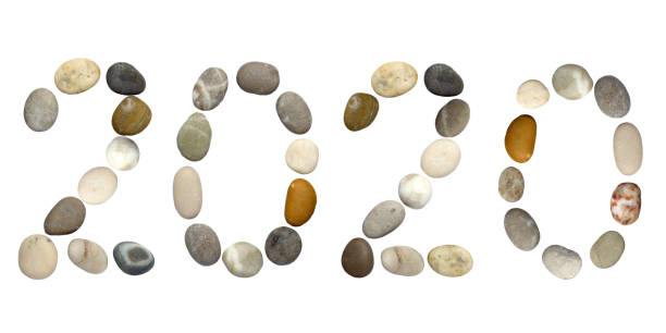 istock Pebble New Year 2020 number isolated on white background. 1181259069