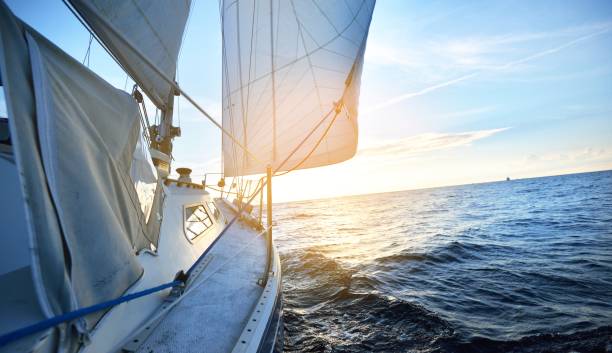 istock View from a deck of a tilted yacht in strong wind on evening 1181260901