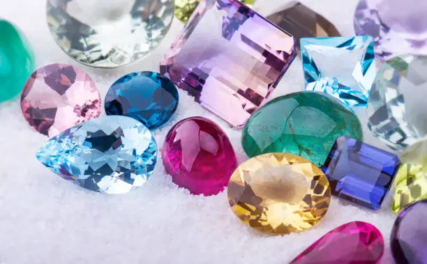 Photo of Collection mix colorful of gemstones jewelry.