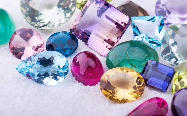 collection mix colorful of gemstones jewelry. - sapphire gem topaz blue imagens e fotografias de stock