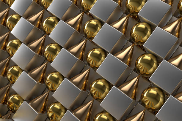 istock 3d rendering abstract background with metallic geometric shapes. 1181266225