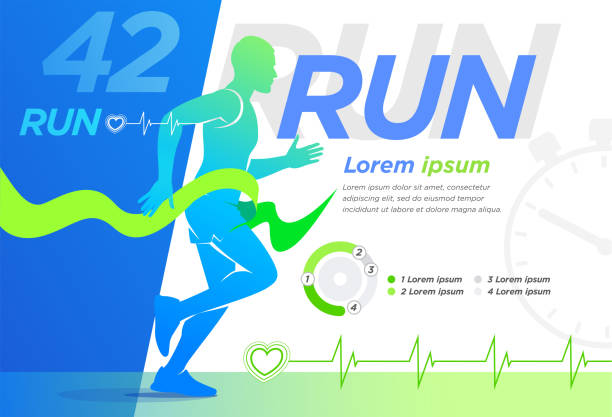 runner design prezentacja okładka banner - silhouette sport running track event stock illustrations