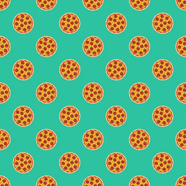 Vector illustration of Pepperoni Pizza Pattern