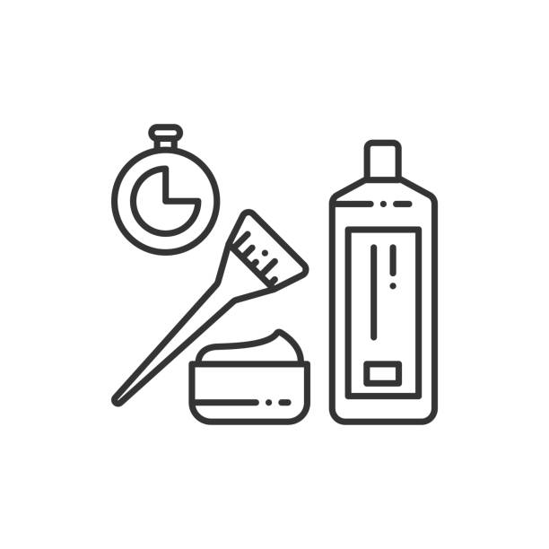 Procedure for hair restoration, botox, keratin color line icon. Hair treatment. Hairdresser services. Beauty industry. Pictogram for web page, promo Procedure for hair restoration, botox, keratin color line icon. Hair treatment. Hairdresser services. Beauty industry. Pictogram for web page, promo. UI UX GUI design element. Editable stroke. botox bottle stock illustrations