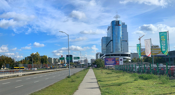 KATOWICE, SLASK / POLAND - OCTOBER 10, 2019: A modern office building in the center of Katowice.
