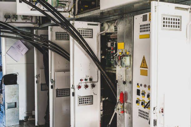 istock High-voltage cabinet with tight high-voltage wires 1181282793