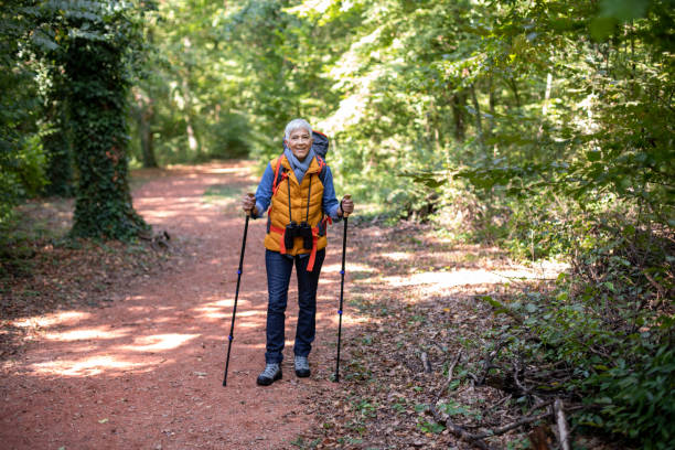 istock Mature woman Nordic walking 1181284891