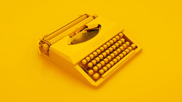 istock Vintage Typewriter Isolated isolated on yellow background. 3d illustration 1181286372