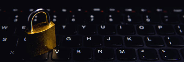 istock padlock on the keyboard; safety concept 1181290838