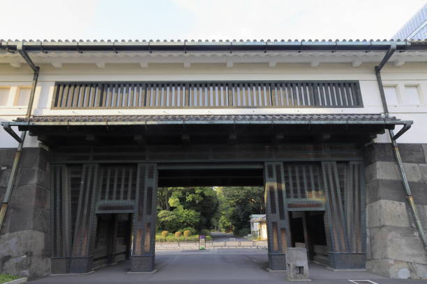 View of Nijubashi Bridge is the most iconic sight of Tokyo Imperial Palace, the primary residence of Emperor of Japan. Tokyo, Japan, August 2019