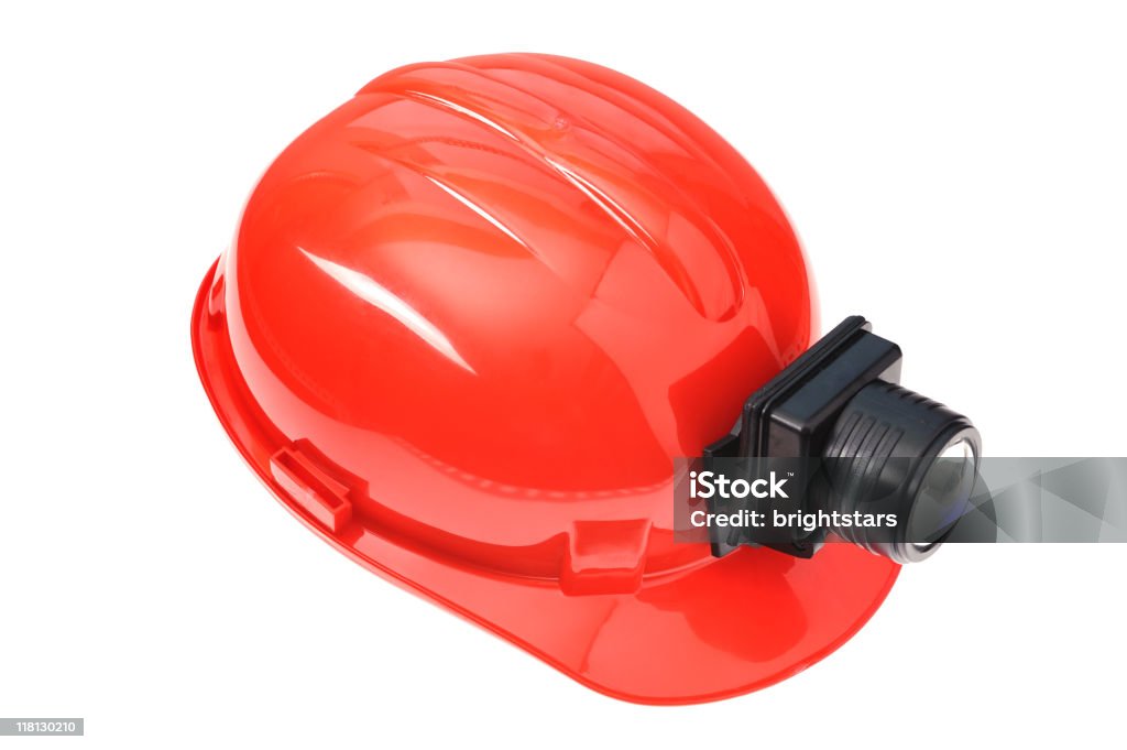 Isolado capacete de segurança vermelhas - Foto de stock de Capacete de trabalho royalty-free