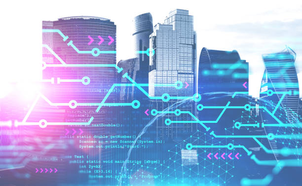 istock Smart city concept and planet hologram 1181303374
