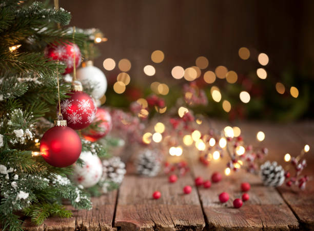 istock Christmas Tree, Ornaments and Defocused Lights Background 1181309857