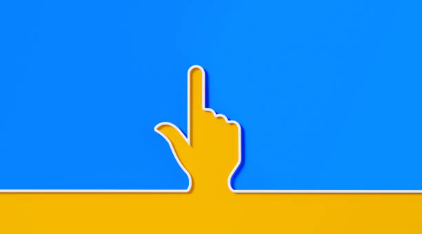 White Hand Shape on Yellow and Blue Background