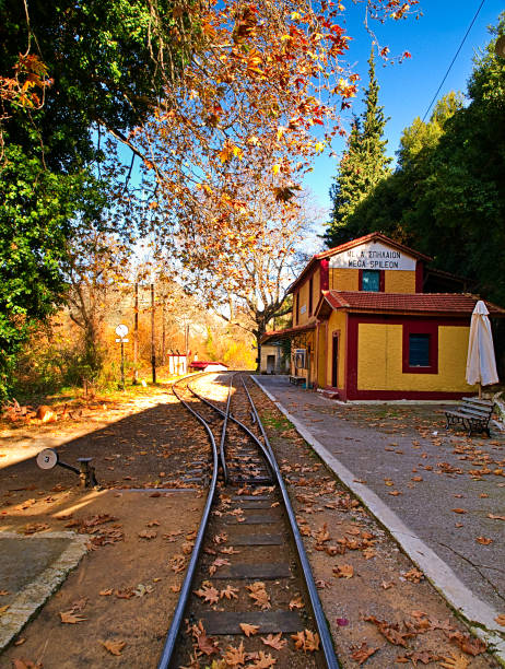 istock Old empty traditional railway station, Mega Spileon, Kalavryta Greece. 1181313127