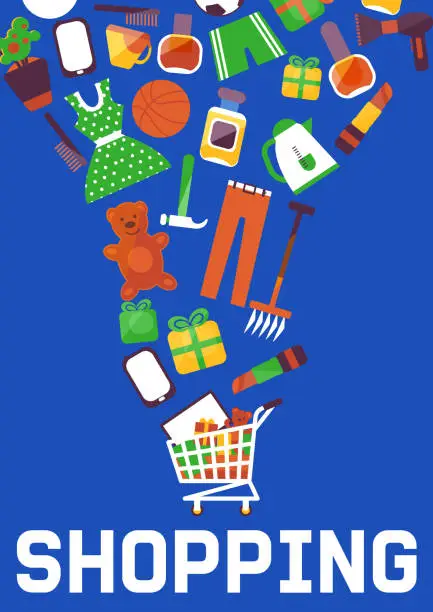 Vector illustration of E-shop or online sales, online shopping and digital marketing ve