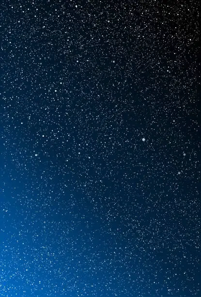 Vector illustration of Bright star in blue dark night sky. Background, banner vector illustration.