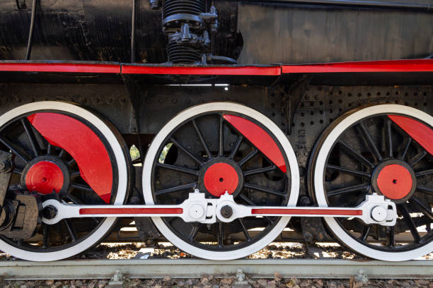 istock Old steam black train locomotive 1181321855