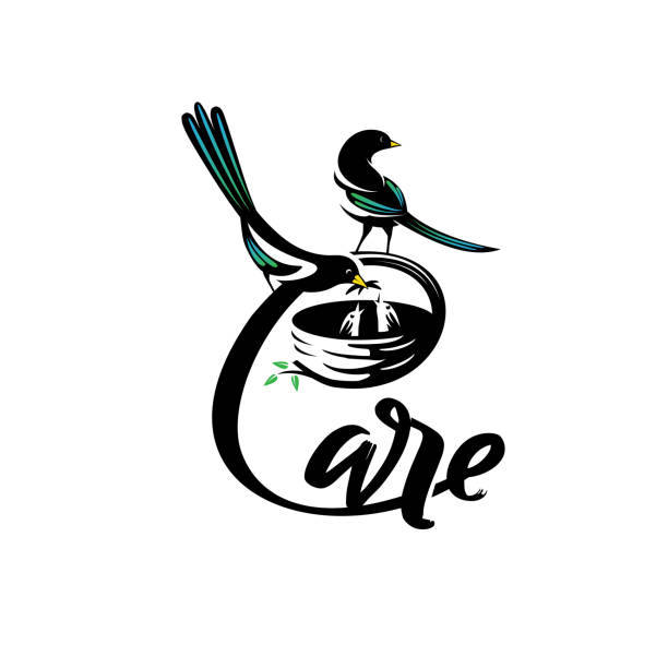 логотип заботливых птиц. c буква основана, вектор - loving bird love birds nest stock illustrations