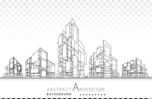 ilustrações de stock, clip art, desenhos animados e ícones de architecture construction building design. - architecture abstract illustrations