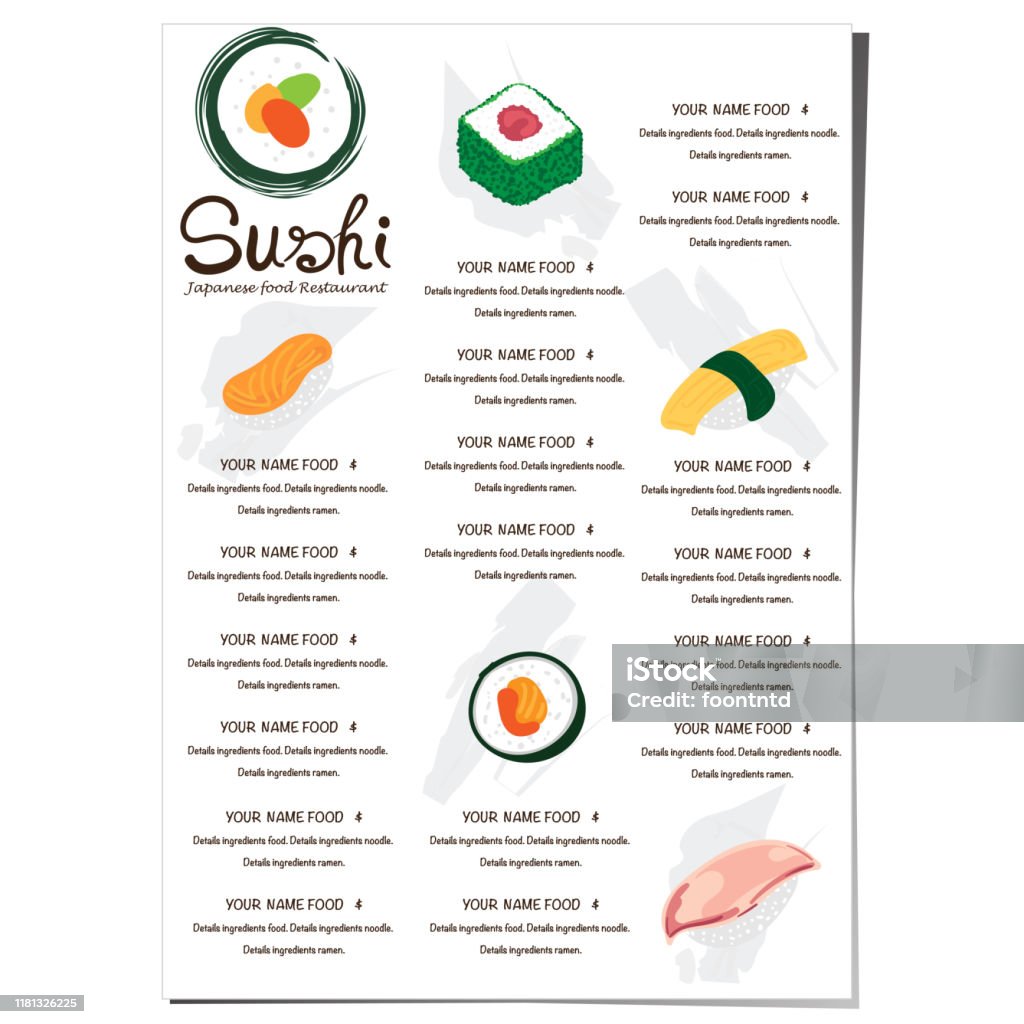 Sushi Nhật Bản Menu Menu Đồ Họa Thiết Kế Đồ Họa Hình minh họa Sẵn ...