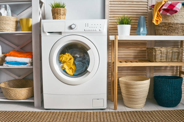 istock laundry room with a washing machine 1181334522