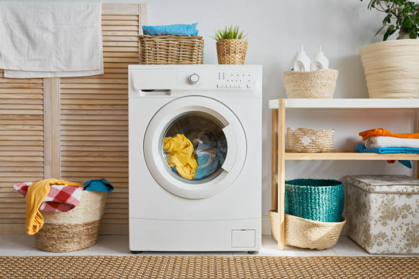 istock laundry room with a washing machine 1181334523