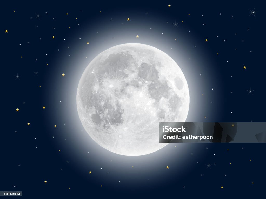 Full Moon Visual Realistic Full Moon Vector Stock Illustration - Download Image Now ...
