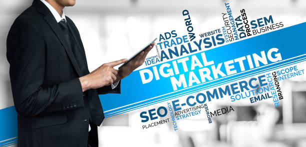 marketing of digital technology business concept - communication marketing dictionary global communications imagens e fotografias de stock