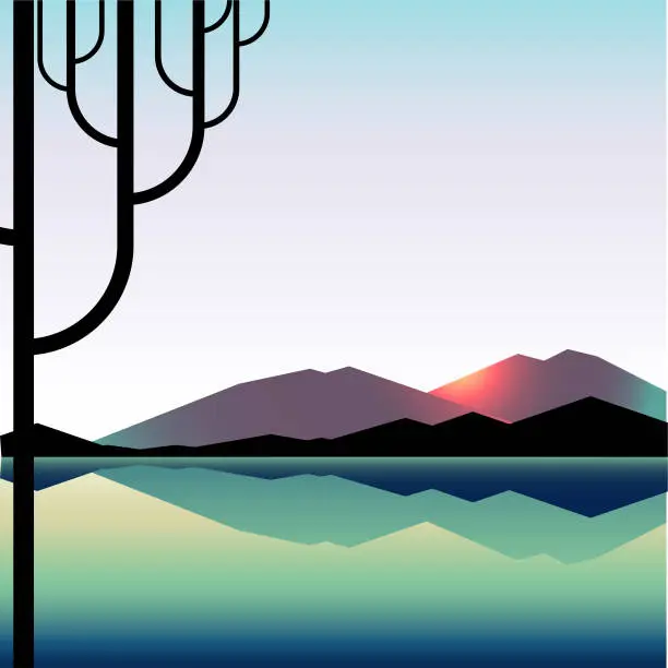 Vector illustration of simple clean scenery illustration