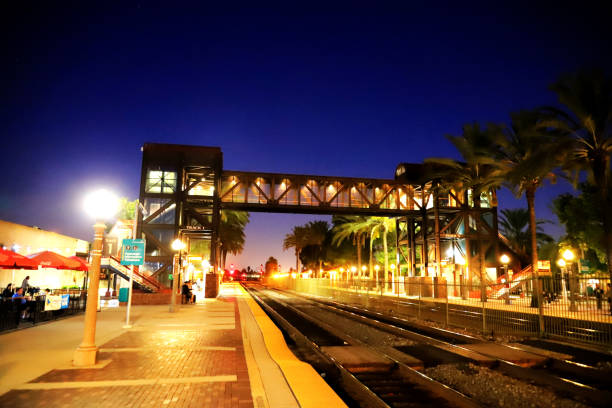 Fullerton, CA, USA - Oct.13.2019: Passengers waiting for train at Fullerton Station.Fullerton Station located at Fullerton, CA. This station serves by Amtrak and Metrolink train services.