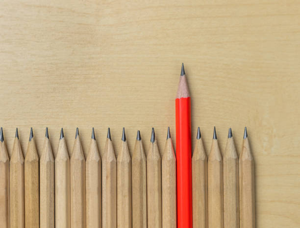 istock Different pencil standout show leadership concept. 1181346623