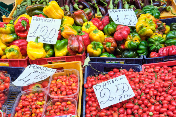 istock Cherry tomatoes and bell pepper for sale 1181347623