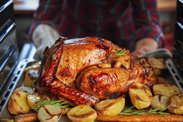 istock Roasting Turkey in the Oven for Holiday Dinner 1181360441
