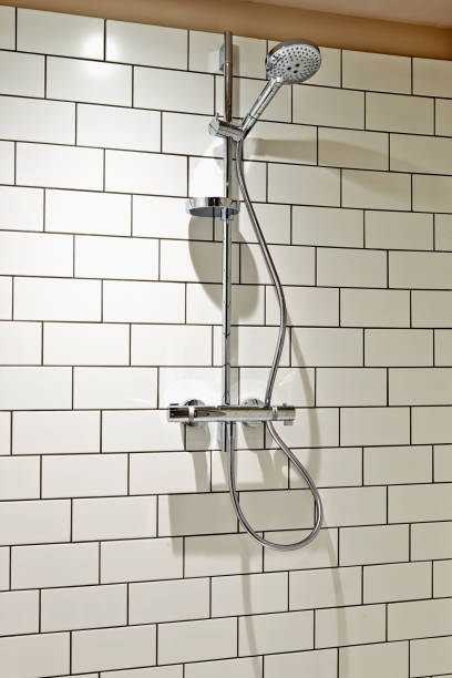 istock Detail view of inside modern tiled shower 1181364688