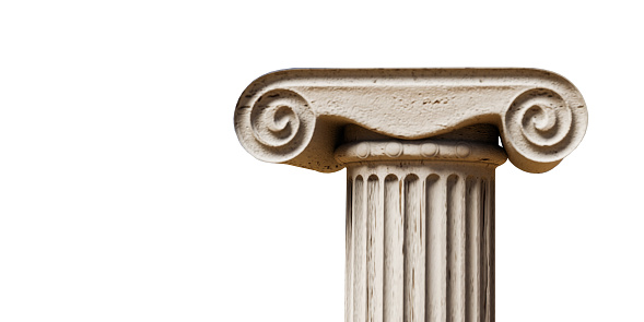 ancient greek column isolated on white background 3d illustration