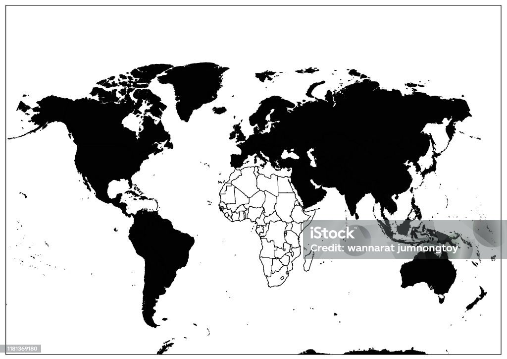 Black Africa Map White Wallpaper Global Stock Illustration - Download