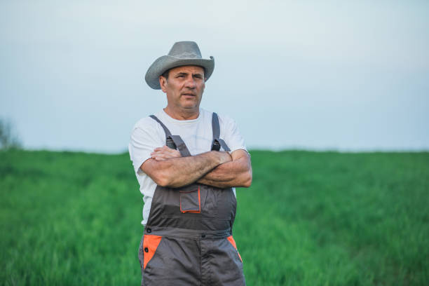 istock An elderly farmer looks at a wheat field 1181369865