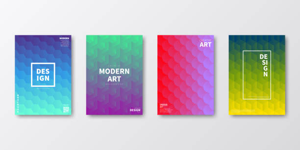 układ szablonu broszury, projekt okładki, roczny raport biznesowy, ulotka, magazyn - hexagon backgrounds mesh green stock illustrations