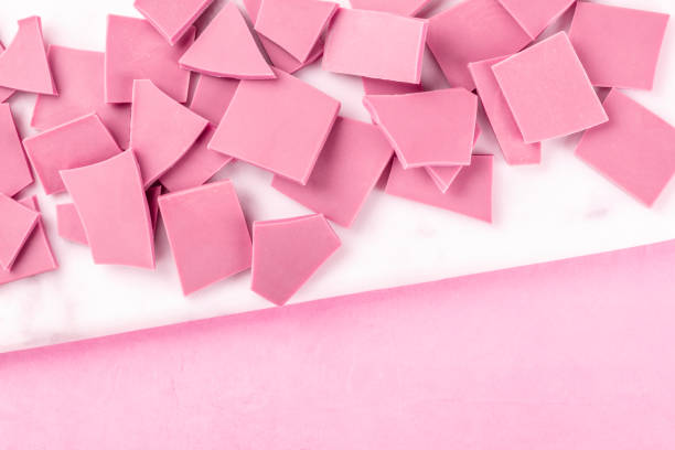 istock Ruby chocolate, shot from the top on a pink background with a place for text 1181376115