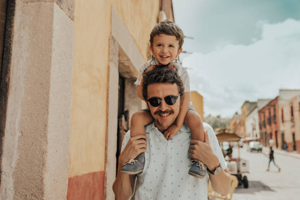 Family travelling in Mexico stock photo