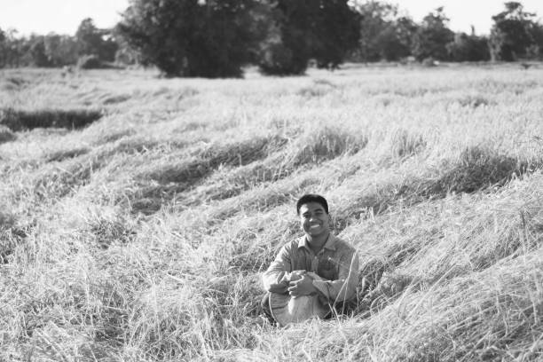 istock Southeast asian farmer in black and white 1181378113