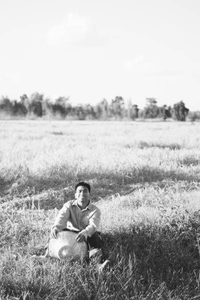 istock Southeast asian farmer in black and white 1181378184