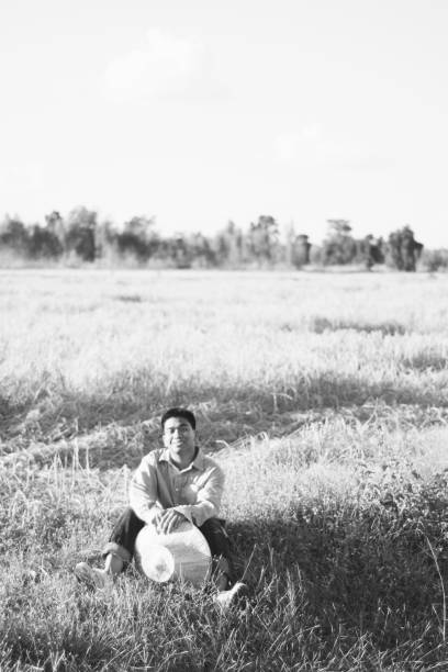 istock Southeast asian farmer in black and white 1181378203