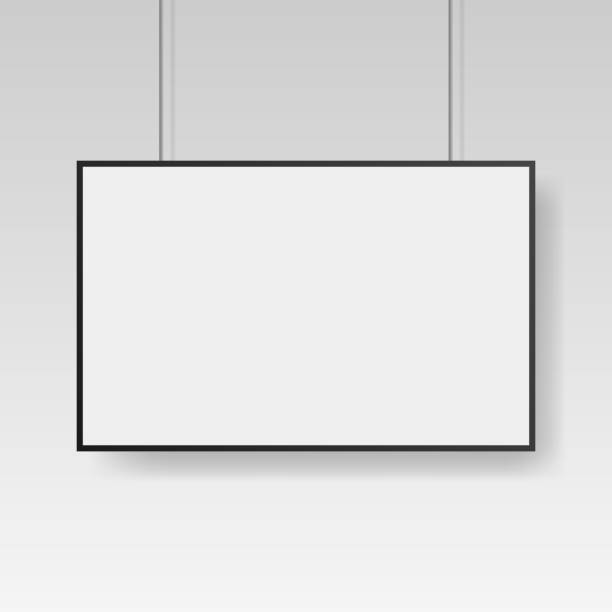 istock Blank white poster template with black frame. Affiche, paper sheet. Vector advertising banner mockup stand exhibit 1181378269