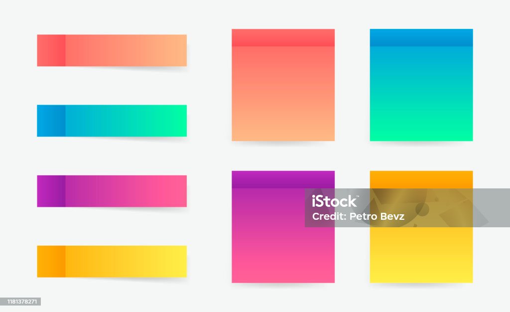 Different Colorful Post Note Stickers Vector Collection Sticky Tapes ...