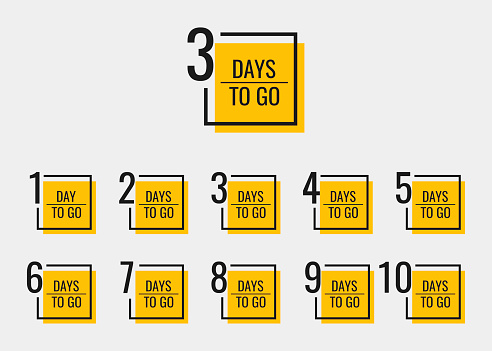 Days left to go from 1 to 10. Geometric banners design template for your needs. Modern flat style vector illustration.