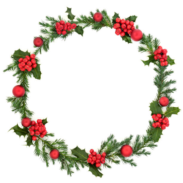 istock Christmas Holly and Bauble Wreath 1181380341